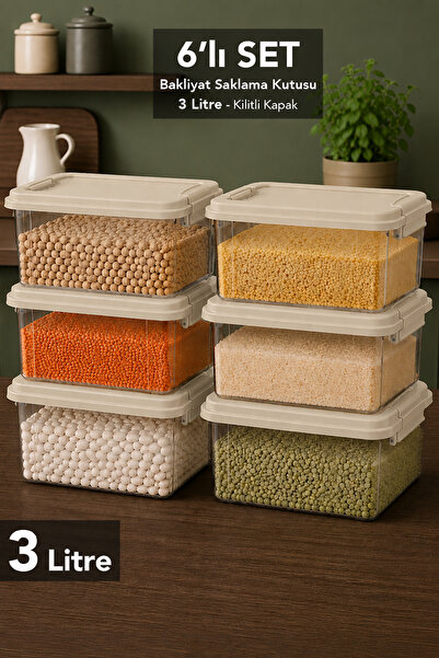Meleni Home 6-Piece Food Organizer with Locking Lid - Kitchen Pantry Organize...