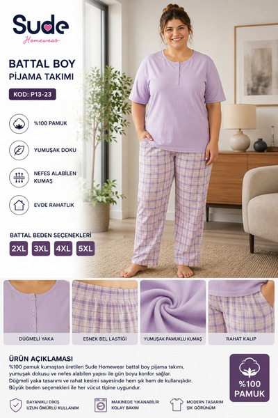 Sude Battal boy kısa kol pijama takımı