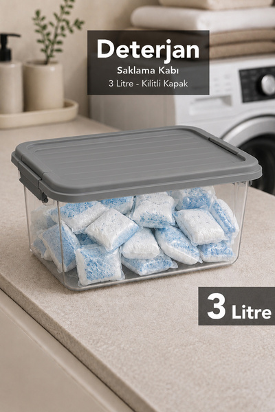 Meleni Home Detergent Box with Locking Lid - Bathroom Organization Tablet Pow...