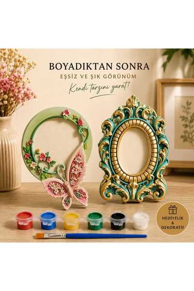 ABCPANO Boyanabilir Taş Tozu Fotoğraf Çerçevesi Seti 2'li – Kendin Boya DIY H...