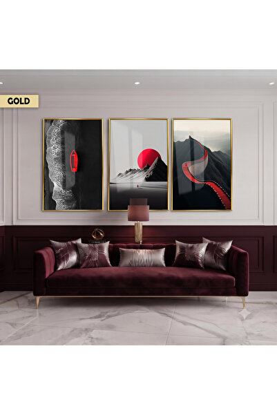 Harika bir ev Modern Bird's Eye View Landscape Concept with Burgundy Highligh...