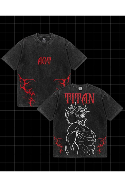 Toum Anime Attack on Titan Printed Washable Vintage Unisex Oversize T-Shirt