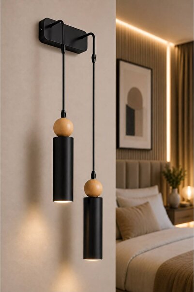 VENON Alkan 2-Piece Applique with Black Wood Detail | |   2 Lamps Wooden Bulk...