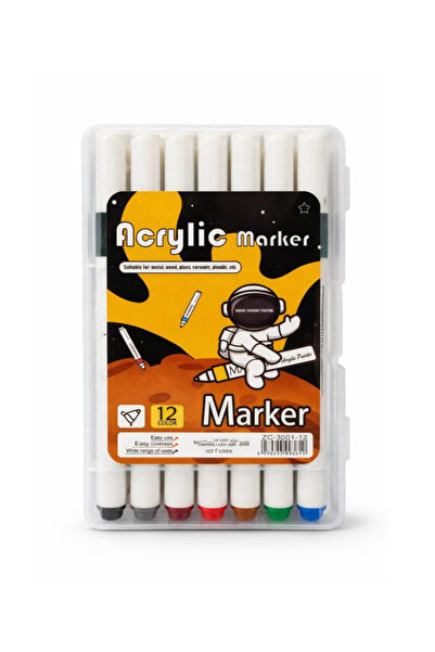 Zufigo 12-Piece Acrylic Marker Set - Hobby Painting Pen for Stone, Glass, Met...
