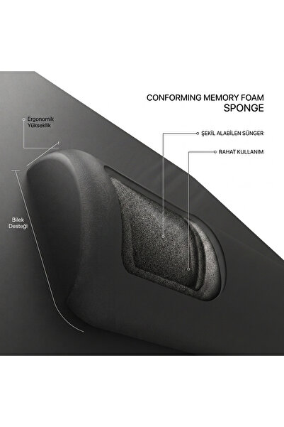 Inca IMP-026 Bilek Destekli Ergonomik Mousepad | Kaymaz Kauçuk Taban 210x245 mm