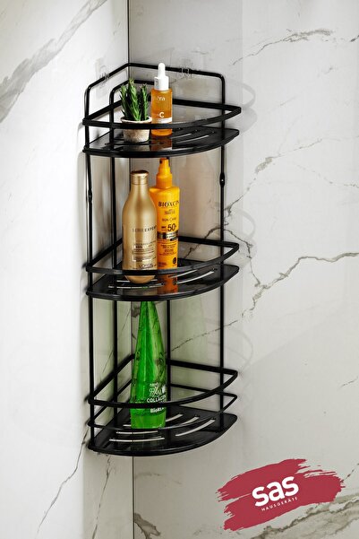Sas Haus 3-Tier Adhesive Bathroom Corner Shelf – Adjustable Crystal Shelf (Gl...