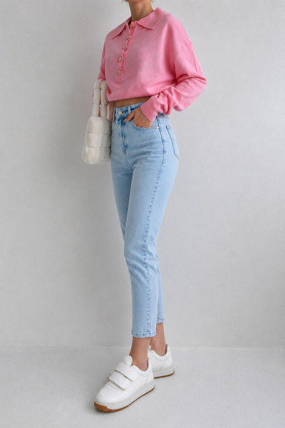 sion jeans Julia Milano New Season Ice Snow Blue Snow Washed Daily Comfortable Wear High Waist Mom Jeans (2026)