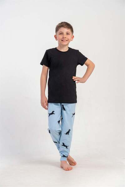 OBJE Boy's Black Crew Neck Short Sleeve T-Shirt