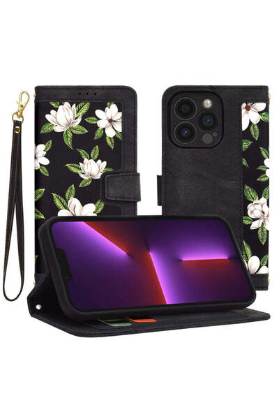 Techsuit Husă pentru iPhone 13 Pro - Techsuit FlipCraft - Florile Zorilor