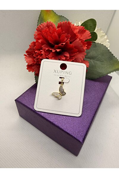 XUPING JEWELRY KUYUM SERİ 14K RENGİ ZİRKON TAŞLI ÇELİK KOLYE UCU