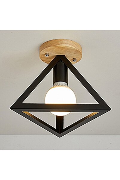 Laleluli Candelabru Piramidal cu Detalii din Lemn, 25 x 22 cm, E27, Negru, LA...
