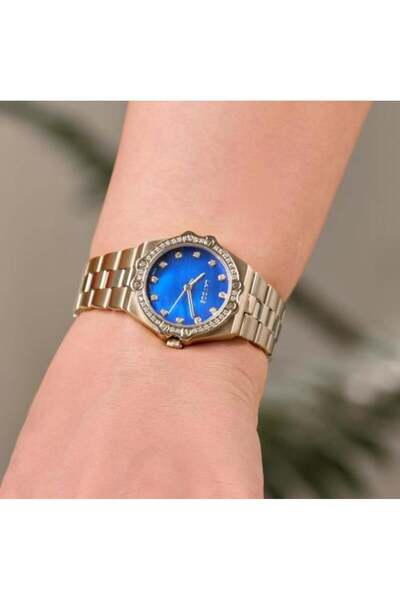 LAVOS Luxury Women's Watch Steel Gold Color Blue Dial