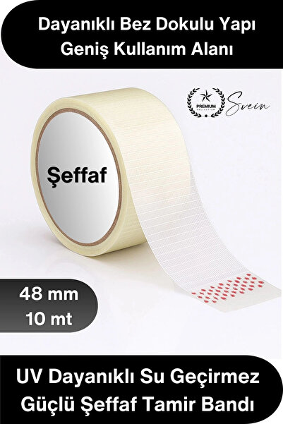 Svein #TamirBandı Şeffaf Duct Tape Tamir Bandı 48mm x 10 Metre UV Dayanıklı S...