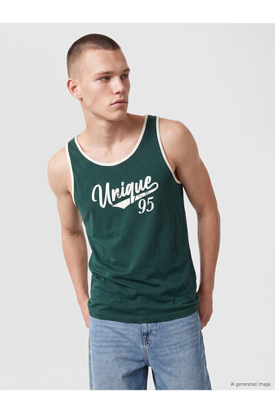LC Waikiki Nevavm U-Neck Printed Men's Sleeveless T-Shirt with Difference