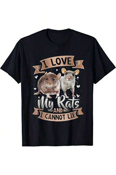 4Car تي شيرت Love My Rats And I Cannot Lie Rat Lover - قطن أسود، ياقة دائرية،...