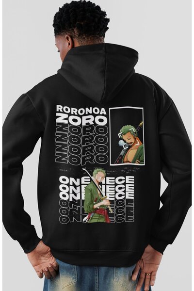 SEVBANO هودي قطني ممشط كبير الحجم للجنسين مطبوع عليه One Piece Roronoa Zoro A...