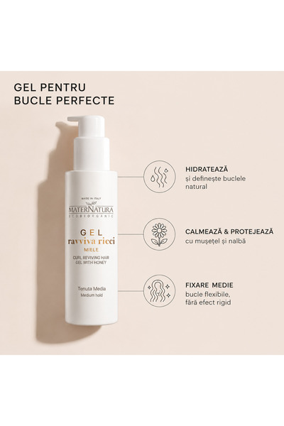 MaterNatura Gel Fluid Activator pentru Bucle- Definire Bucle, Fixare Medie, A...