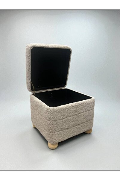 bity thok صندوق تخزين مربع لون سكري مبطن بأرجل خشبي 40 × 40 cm