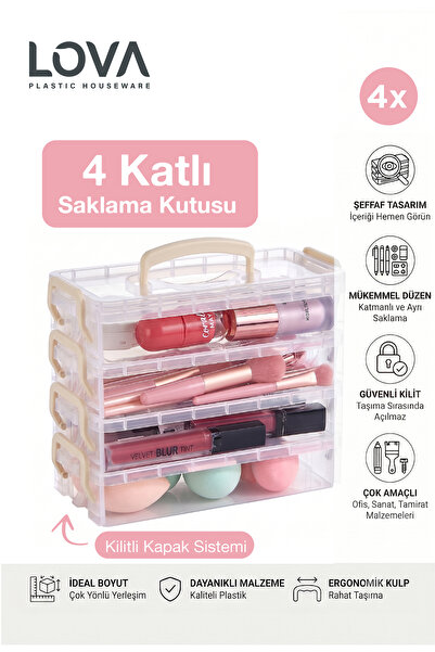 lovagroup Stackable 4 Katlı Kapaklı Çekmece Düzenleyici Organizer - Ofis Kırt...