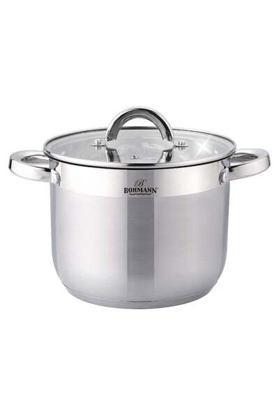 Bohmann Oala din inox cu capac 11 L, 26x16cm, capac sticla termorezistent, co...
