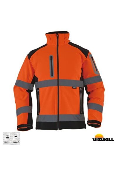 Vizwell VWJK177 Reflektörlü Softshell Mont - Turuncu | Su Geçirmez, Nefes Ala...