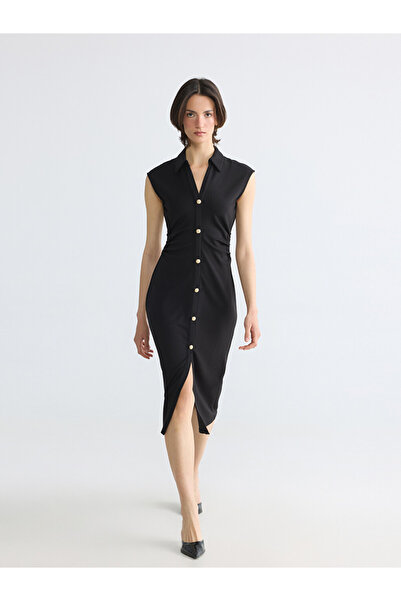 LC Waikiki Φόρεμα bodycon με γιακά και απαλή υφή