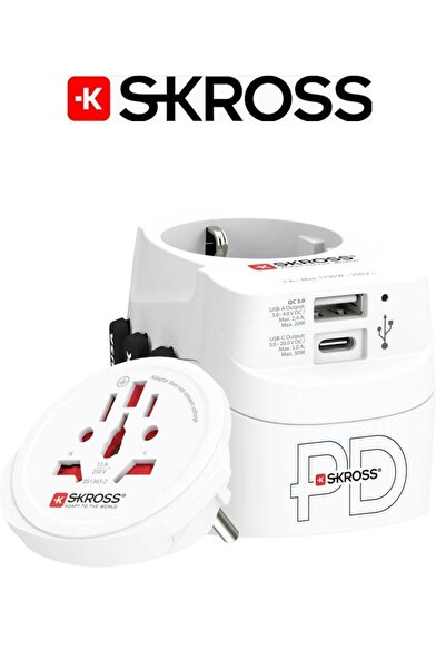 SKROSS Universal Travel Adapter - 50W Multi-Port Power Adapter with 30W Type-...