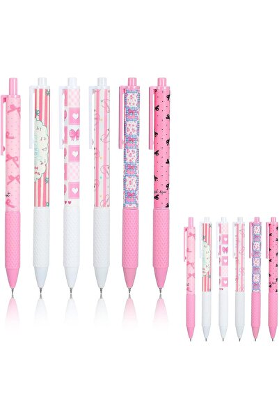 KASTWAVE 12 Pcs Bow Pens, Pink Ballet Girly School Supplies, Cute Retractable...