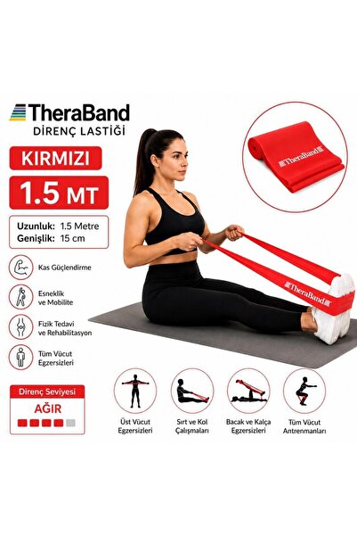 THERABAND Kırmızı Direnç Lastiği 1,5 metre -Egzersiz , Plates ve Fizik Tedavi...