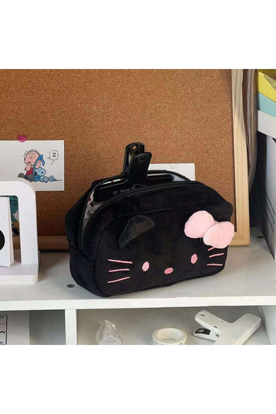 Choice black 1pc Cute Cartoon Plush Pencil Case,Big Capacity Stationery Pouch...