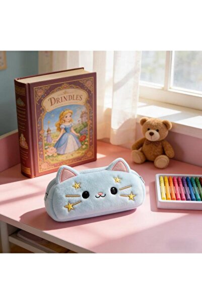 Choice onesize 〔R〕Cartoon Plush Star Cat Pencil Case Multi-layer Large Capaci...