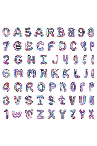 Choice 63PCS 63 Pcs 3D Shiny Alphabet & Number Stickers - Vibrant DIY Decals ...