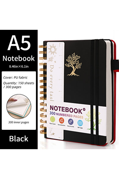 Choice black A5 Hardcover Spiral Bound Notebook Journal 300 College Ruled Num...