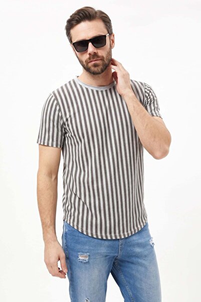 Fulla Moda Μπλουζάκι με ριγέ λαιμόκοψη