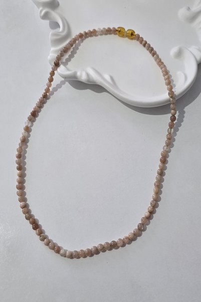 c-bhadu naturel Certified 4 mm Sunstone Natural Stone Necklace (Screwed)