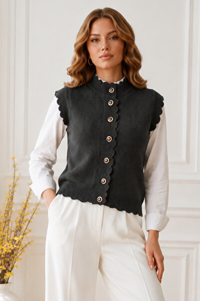 benguen Buttoned Knitwear Vest R4485 Anthracite