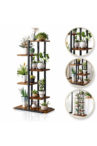 Velaris Etajeră asimetrică pentru plante cu 6 rafturi, structură metalică, ra...