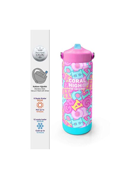 Coral High Harf Desenli Çelik Termos Matara 650 Ml 38323
