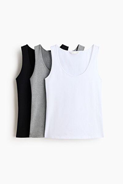 H&M 3'lü Pamuklu Kolsuz Üst