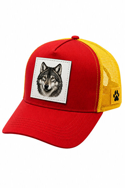 All animals Wolf Kurt Printed Patch Detailed Mesh Trucker Baseball Cap Unisex