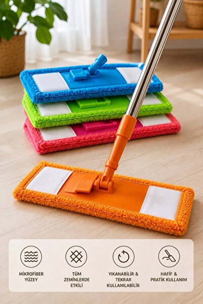 Ceyhanlar 80 cm Mikrofiber Mop Bezi 2 Adet Yedek Paspas Bezi Silinebilir Mop ...