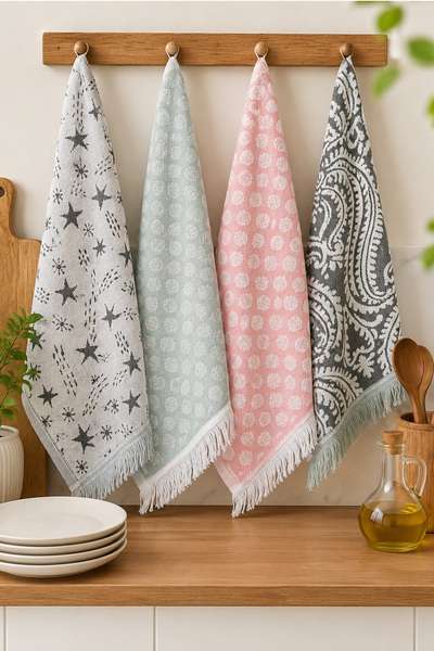 Bellahomeart Damask Jakarlı El Havlu seti