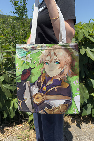 ZipZap Albedo Genshin Impact V2 Double Sided Canvas Print Tote Bag Anime Bag
