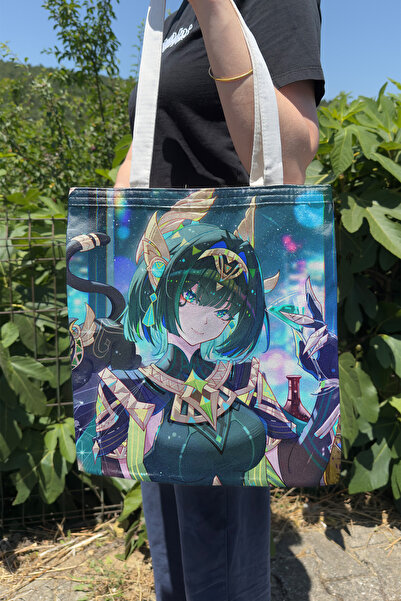 ZipZap Nefer Genshin Impact V5 Double-Sided Canvas Print Tote Bag Anime Bag