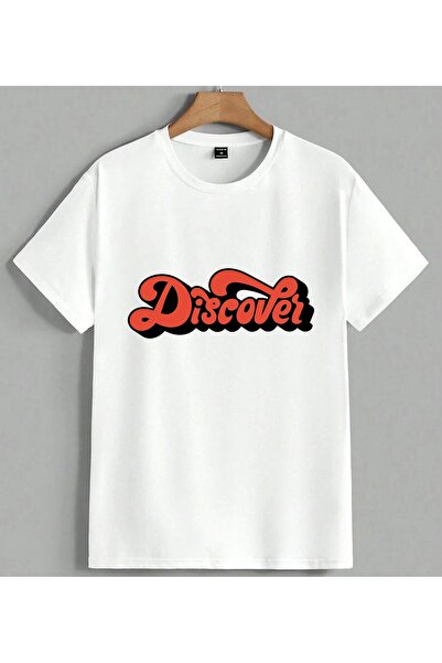 ELFERA Discover Kirmizi Yazi Graffiti Printed Unisex Oversize T-Shirt White