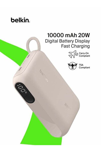 Belkin Portable Charger, Slim USB-C Power Bank 10,000 mAh with USB-C, Digital...