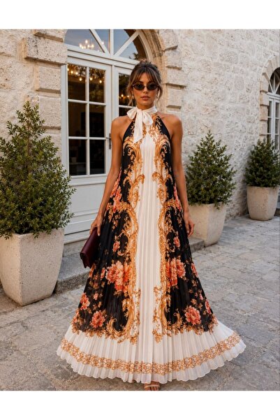 S&A Collectionn Γυναικείο φόρεμα με άνετη εφαρμογή, με δέσιμο στο λαιμό, πλισ...