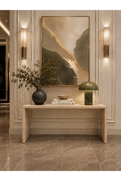 ESİLA MARBLE El Yapımı Doğal Traverten Dresuar Modern Lüks Hol Giriş Konsol M...