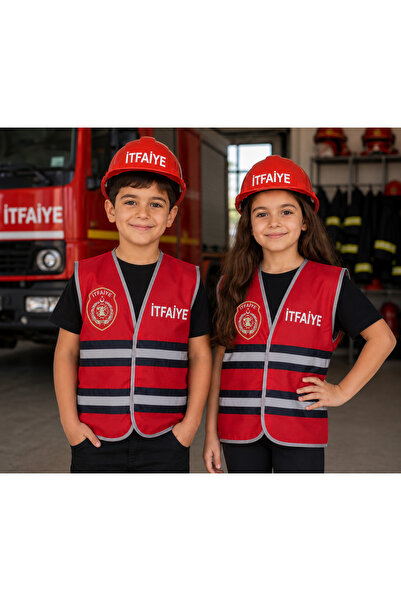 Teknik Minik kahramanlar için özel tasarlanmış reflektörlü çocuk itfaiyeci ye...