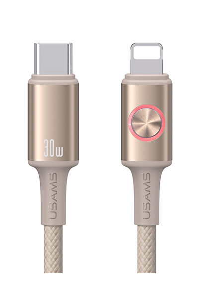 Usams Καλώδια Lightning SJ 753 Πλεγμένο / Καλώδιο Lightning σε USB-C με LED 3...